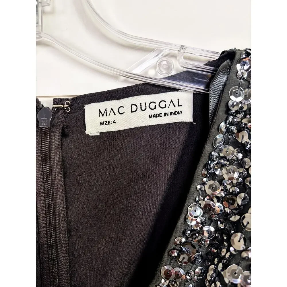 NEW with Tags Mac Duggal Platinum 10766 Sequin Midi Dress, Size 4, MSRP $498